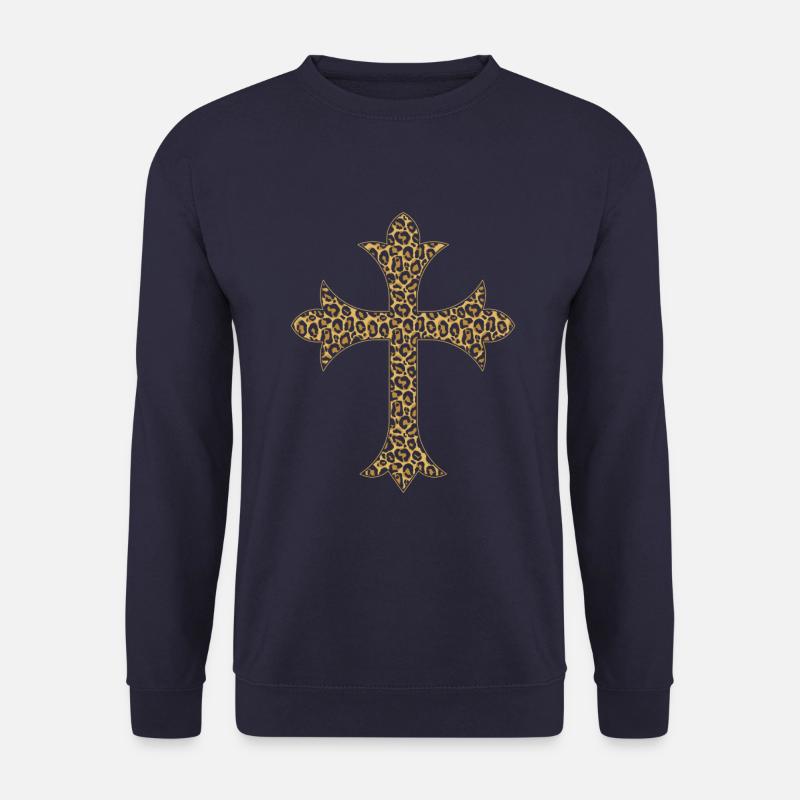 Kreuz mit Leo Muster - Unisex Pullover - Navy