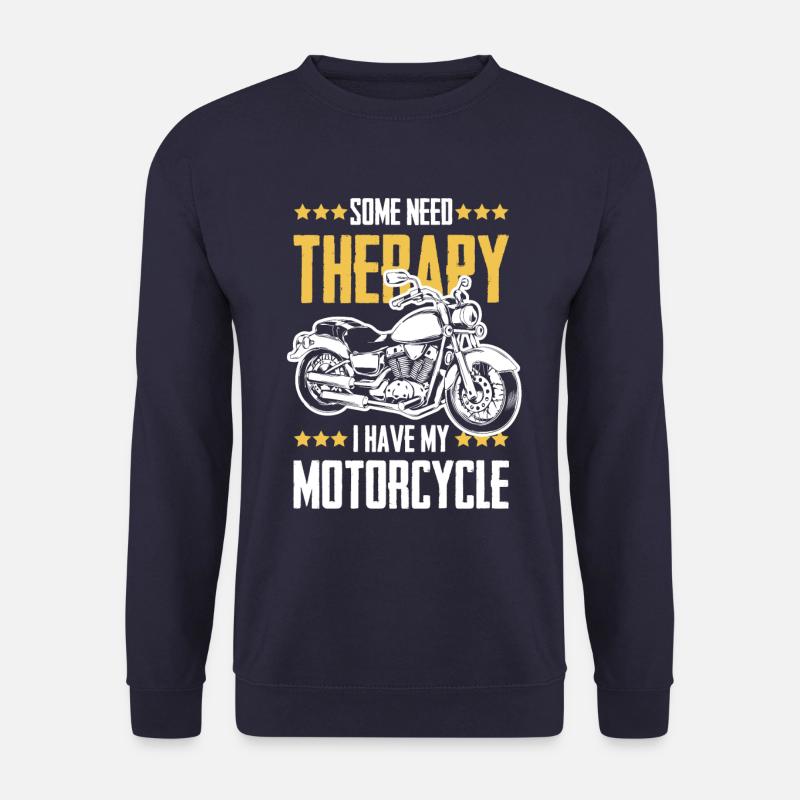 Motorcycle Therapie Lustig Spruch - Unisex Pullover - Navy
