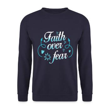 Faith over Fear - Unisex Pullover - Navy - Vorne - Alina (178cm) & Michal (187cm)