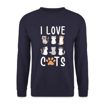 J'aime les chats j'aime les chats - Sweat-shirt Unisexe - marine - Devant - Alina (178cm) & Michal (187cm)