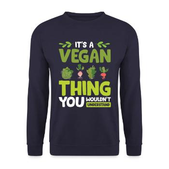 Vegan Veganer - Unisex Pullover - Navy - Vorne - Alina (178cm) & Michal (187cm)
