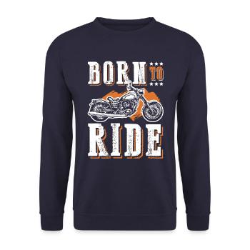 Born to Ride Motorrad - Unisex Pullover - Navy - Vorne - Alina (178cm) & Michal (187cm)