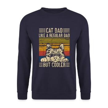 Cat Dad Katzen Papa - Unisex Pullover - Navy - Vorne - Alina (178cm) & Michal (187cm)