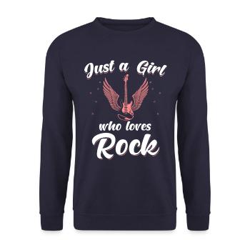 Rock Girl Spruch lustig Rocker - Unisex Pullover - Navy - Vorne - Alina (178cm) & Michal (187cm)