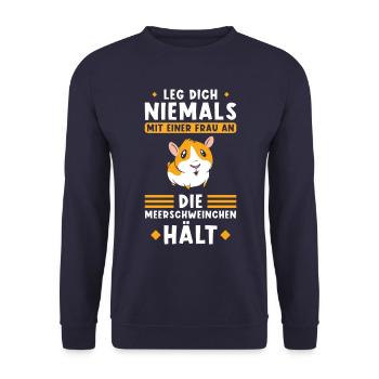 Meerschweinchen Mama Spruch lustig - Unisex Pullover - Navy - Vorne - Alina (178cm) & Michal (187cm)