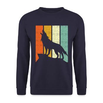 Wolf Retro - Unisex Pullover - Navy - Vorne - Alina (178cm) & Michal (187cm)