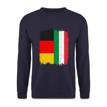 Deutsch Italienisch Fahne - Unisex Pullover - Navy - Vorne - Alina (178cm) & Michal (187cm)