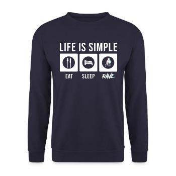 Rave Raver Techno Electro Musik - Unisex Pullover - Navy - Vorne - Alina (178cm) & Michal (187cm)