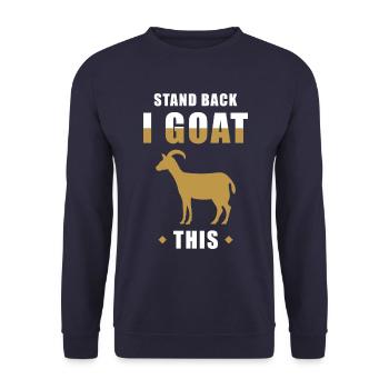 Ziege Spruch lustig Geißbock Wortpsiel - Unisex Pullover - Navy - Vorne - Alina (178cm) & Michal (187cm)