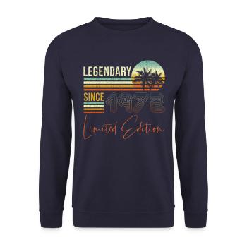 Geburstag Legendär seit 1972 - Unisex Pullover - Navy - Vorne - Alina (178cm) & Michal (187cm)