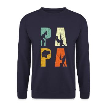 Angler Papa Angeln Geschenk - Unisex Pullover - Navy - Vorne - Alina (178cm) & Michal (187cm)
