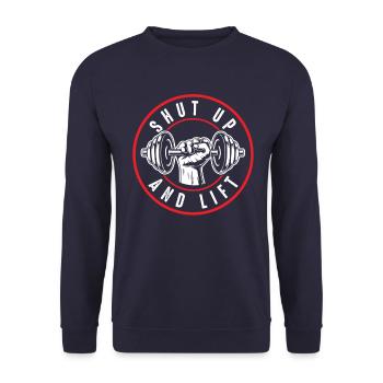 hantel gym fit - Unisex Pullover - Navy - Vorne - Alina (178cm) & Michal (187cm)