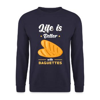 Baguette bread saying funny - Unisex Sweatshirt - navy - Front - Alina (178cm) & Michal (187cm)