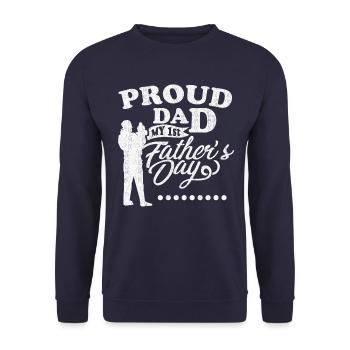 Vatertag erster Vatertag - Unisex Pullover - Navy - Vorne - Alina (178cm) & Michal (187cm)