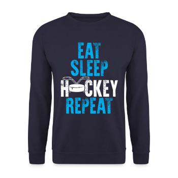eat sleep hockey repeat - Sweat-shirt Unisexe - marine - Devant - Alina (178cm) & Michal (187cm)