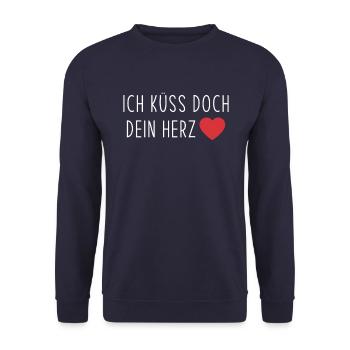 Ich küss doch dein Herz - Unisex Pullover - Navy - Vorne - Alina (178cm) & Michal (187cm)