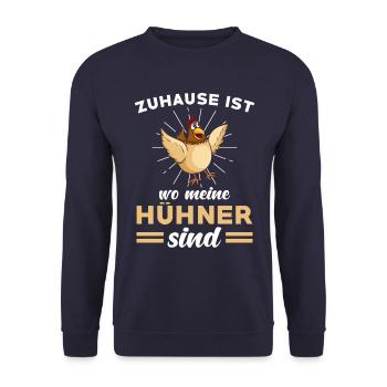 Zuhause ist wo meine Hühner sind - Unisex Pullover - Navy - Vorne - Alina (178cm) & Michal (187cm)