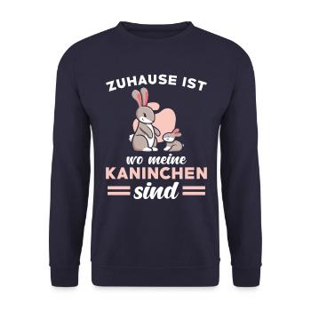 Kaninchen Spruch niedlich - Unisex Pullover - Navy - Vorne - Alina (178cm) & Michal (187cm)