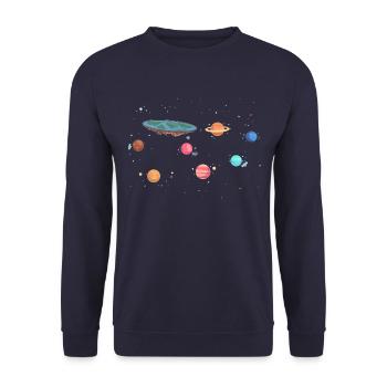 Flat Earth Society - Unisex Pullover - Navy - Vorne - Alina (178cm) & Michal (187cm)