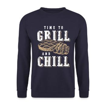 grill and chill - Unisex Pullover - Navy - Vorne - Alina (178cm) & Michal (187cm)