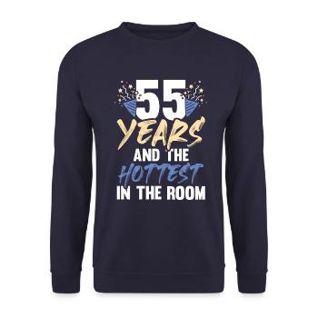 55 years birthday - Unisex Sweatshirt - navy - Front - Alina (178cm) & Michal (187cm)