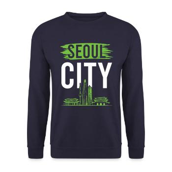 south korea seoul - Unisex Sweatshirt - navy - Front - Alina (178cm) & Michal (187cm)
