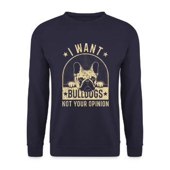 Bulldog Buldogge Bulldogs Spruch lustig - Unisex Pullover - Navy - Vorne - Alina (178cm) & Michal (187cm)
