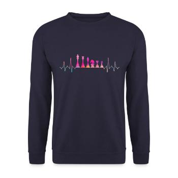 Chess Heartbeat - Unisex Sweatshirt - navy - Front - Alina (178cm) & Michal (187cm)