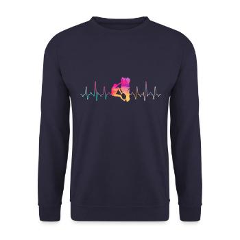 Klettern Outfit - Unisex Pullover - Navy - Vorne - Alina (178cm) & Michal (187cm)