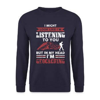 geocaching lustiger spruch - Unisex Pullover - Navy - Vorne - Alina (178cm) & Michal (187cm)