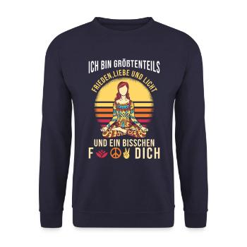 Yoga Spruch lustig - Unisex Pullover - Navy - Vorne - Alina (178cm) & Michal (187cm)