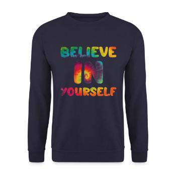 Hippie saying Believe in yourself - Unisex Sweatshirt - navy - Front - Alina (178cm) & Michal (187cm)