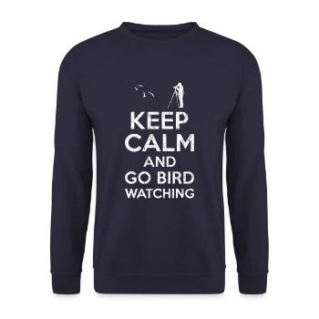 Keep calm Bird Watching - Unisex Pullover - Navy - Vorne - Alina (178cm) & Michal (187cm)