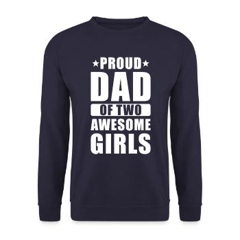 Stolzer Papa zwei Töchter - Unisex Pullover - Navy - Vorne - Alina (178cm) & Michal (187cm)