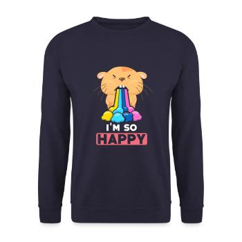 Hamster Im so Happy - Unisex Sweatshirt - navy - Front - Alina (178cm) & Michal (187cm)