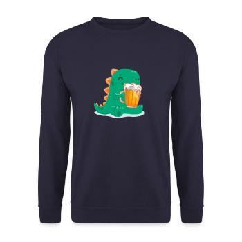 Beer Gift with Dino - Unisex Sweatshirt - navy - Front - Alina (178cm) & Michal (187cm)