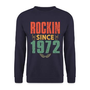 Birthday 1972 Spruch Rock - Unisex Sweatshirt - navy - Front - Alina (178cm) & Michal (187cm)