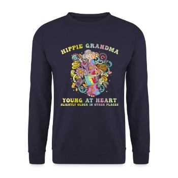 Hippie Oma - Unisex Pullover - Navy - Vorne - Alina (178cm) & Michal (187cm)