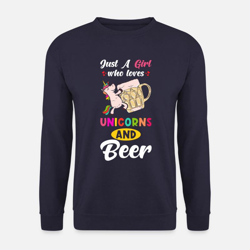Bier und Einhorn Spruch - Unisex Pullover - Navy