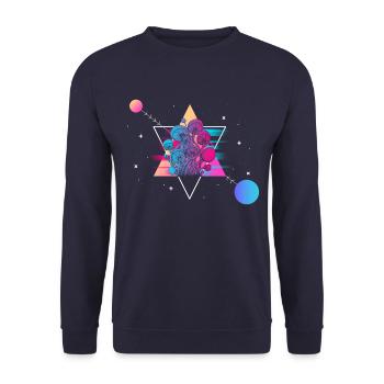 Mushroom Vaporwave - Unisex Sweatshirt - navy - Front - Alina (178cm) & Michal (187cm)
