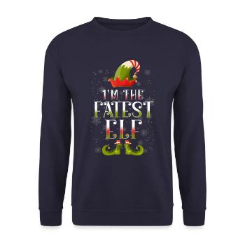 Fetteste Elfen Weihnachten - Unisex Pullover - Navy - Vorne - Alina (178cm) & Michal (187cm)