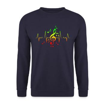 Reggae Musik Note Hearbeat - Unisex Pullover - Navy - Vorne - Alina (178cm) & Michal (187cm)