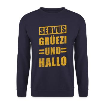 Servus Grüezi and Hello - Unisex Sweatshirt - navy - Front - Alina (178cm) & Michal (187cm)