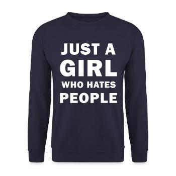 Ich hasse Menschen - Unisex Pullover - Navy - Vorne - Alina (178cm) & Michal (187cm)