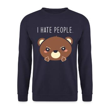 I hate people - Unisex Sweatshirt - navy - Front - Alina (178cm) & Michal (187cm)