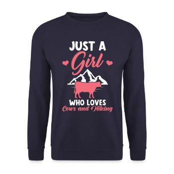 Just a girl who loves Cows and Hiking - Unisex Sweatshirt - navy - Front - Alina (178cm) & Michal (187cm)