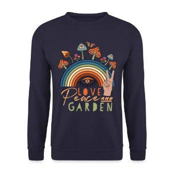 Gardener Garden Gift Love Peace Garden - Unisex Sweatshirt - navy - Front - Alina (178cm) & Michal (187cm)