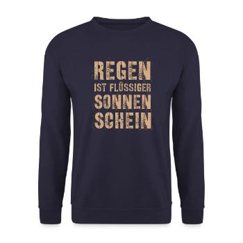 Regen ist flüssiger Sonnenschein - Unisex Pullover - Navy - Vorne - Alina (178cm) & Michal (187cm)
