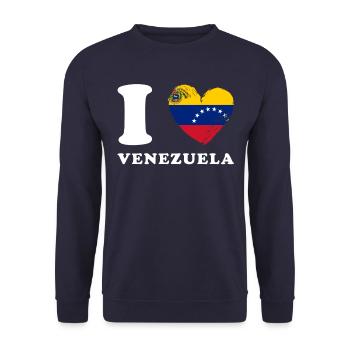 J’aime le Venezuela - Sweat-shirt Unisexe - marine - Devant - Alina (178cm) & Michal (187cm)