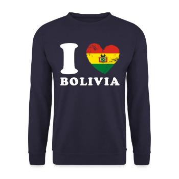I love Bolivia - Unisex Sweatshirt - navy - Front - Alina (178cm) & Michal (187cm)